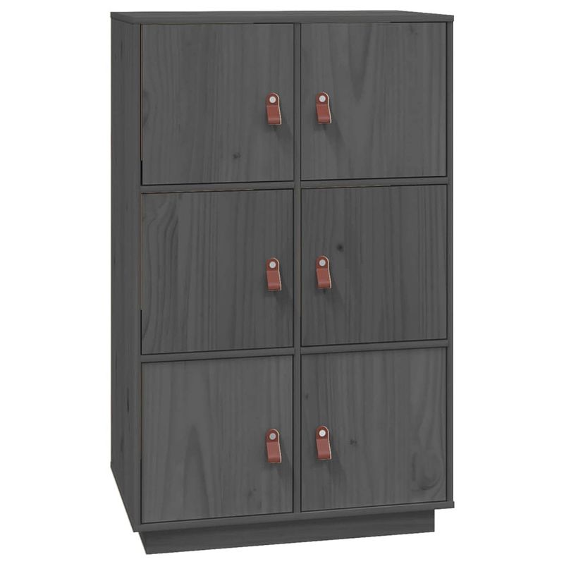 Foto van Vidaxl hoge kast 67x40x108,5 cm massief grenenhout grijs