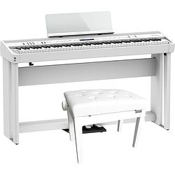 Foto van Roland fp-90x-wh digitale piano wit + onderstel + pedaal-unit + pianobank wit
