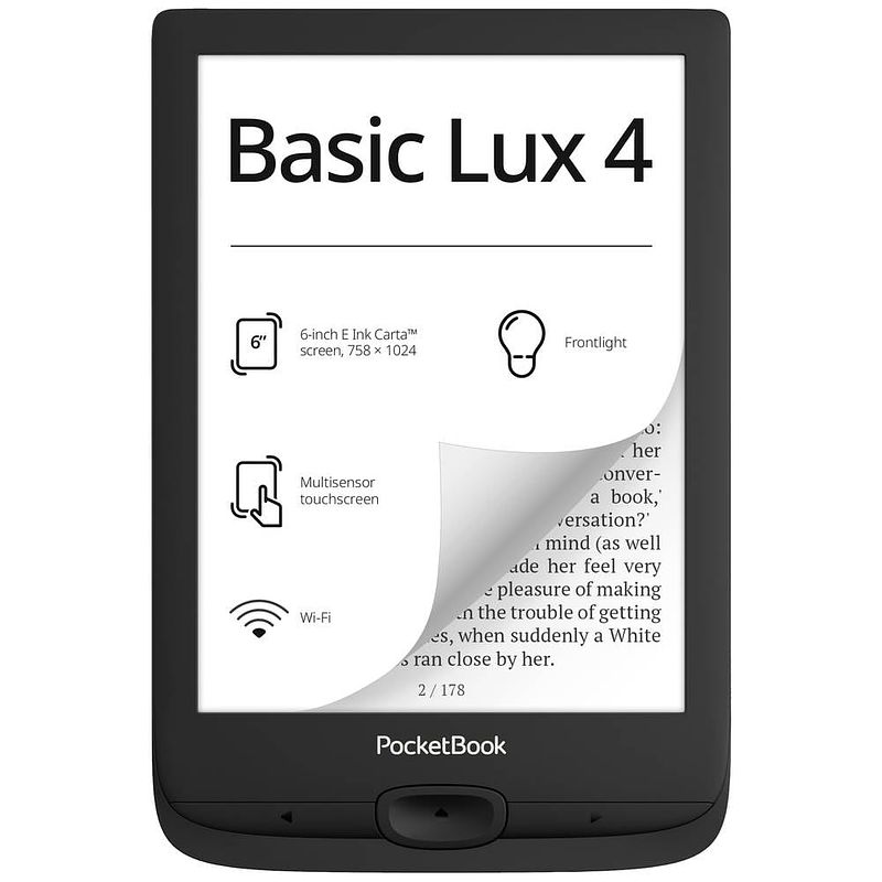 Foto van Pocketbook basic lux 4 ebook-reader 15.2 cm (6 inch) zwart