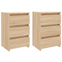 Foto van The living store bedkastjes - sonoma eiken - spaanplaat - 40 x 35 x 62.5 cm - 3 lades