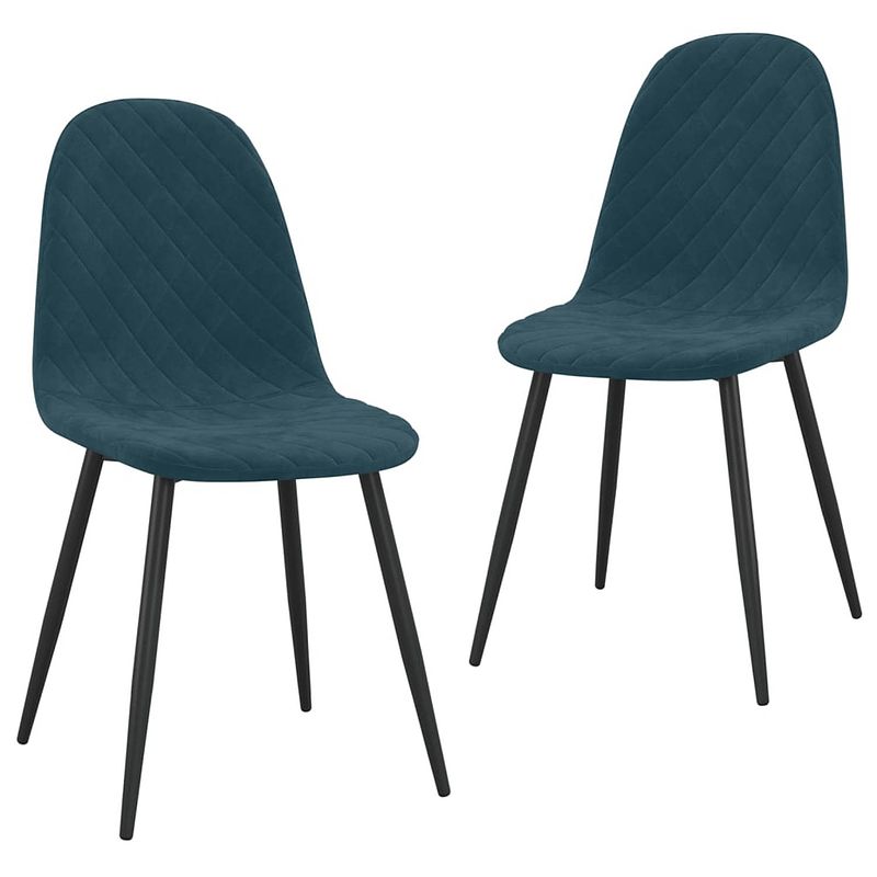 Foto van The living store eetkamerstoelen - keukenstoelen - 45 x 53.5 x 87 cm - blauw fluweel