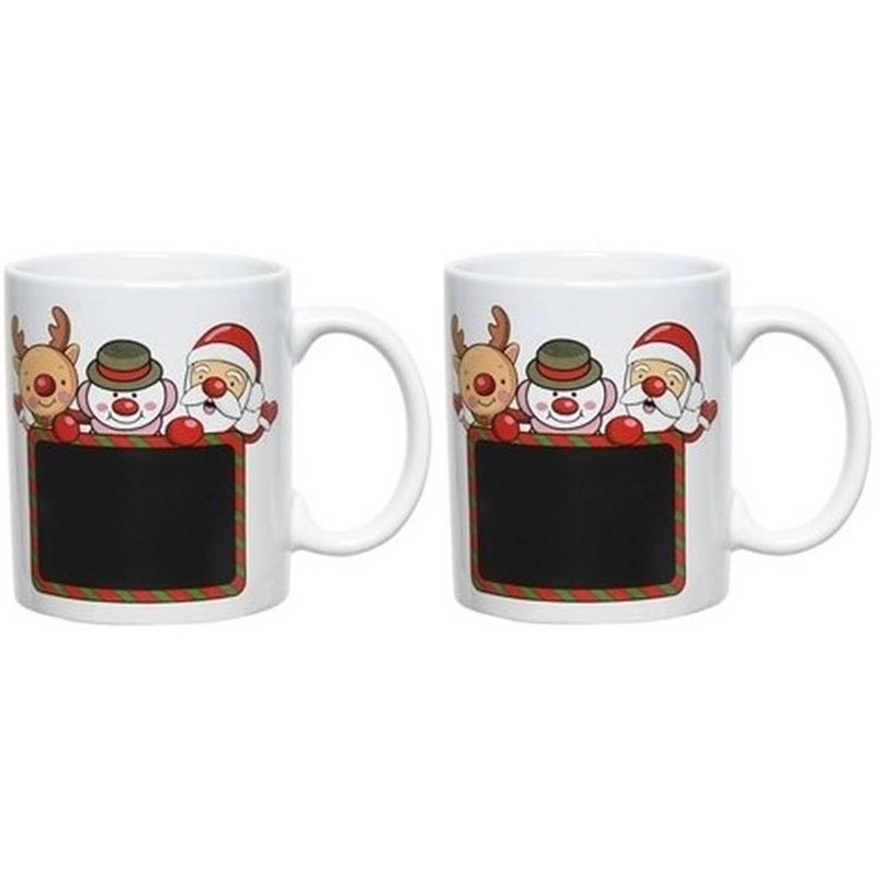 Foto van Set van 2x stuks kerst bekers/mokken 300 ml rendier/sneeuwpop/kerstman - bekers