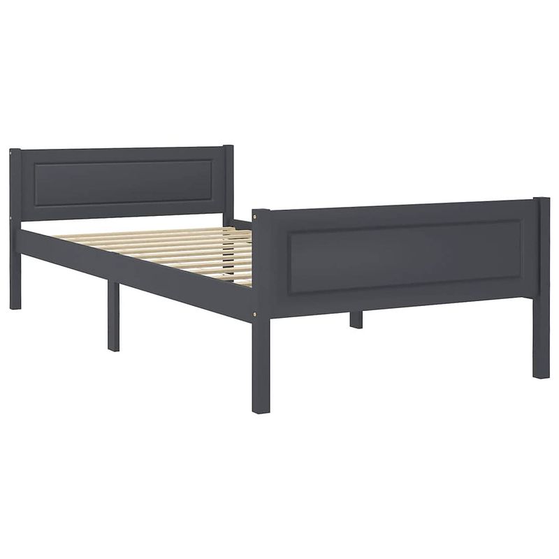 Foto van The living store bedframe - grenenhout - 206 x 96 x 63 cm - grijs