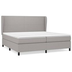 Foto van The living store bedframe larikshout - boxspringbed 203x203x118/128cm - lichtgrijs met matras en topmatras