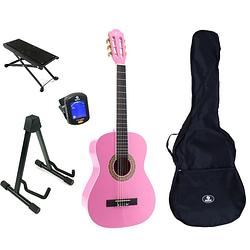Foto van Lapaz 002 pi klassieke gitaar 3/4-formaat roze + accessoires