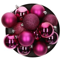 Foto van Atmosphera kerstballen - 8x stuks - framboos roze - kunststof - 7 cm - kerstbal