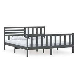 Foto van The living store bedframe - grenenhout - 205.5 x 186 x 100 cm - grijs