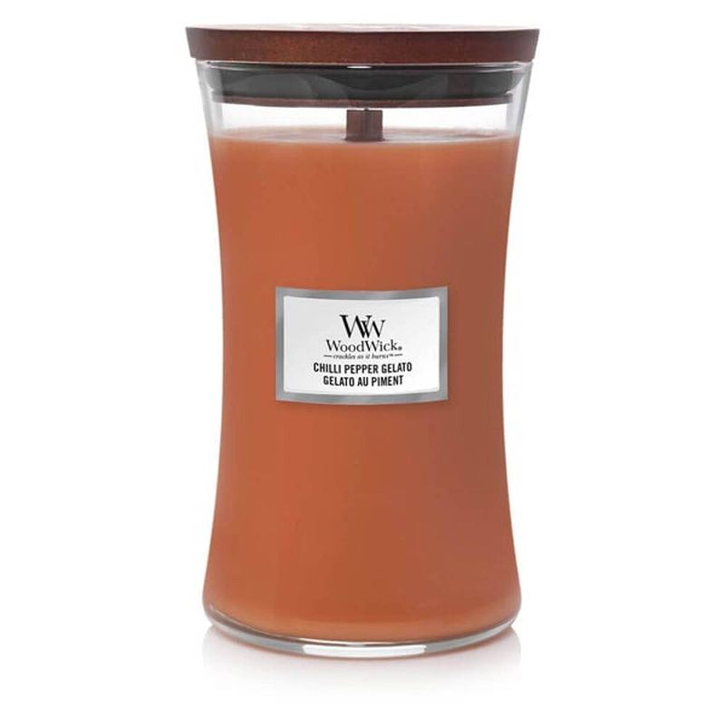 Foto van Woodwick geurkaars large chilli pepper gelato - 18 cm / ø 10 cm