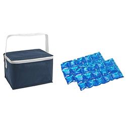 Foto van Kleine koeltas voor lunch blauw met 2 stuks flexibele koelelementen 3.5 liter - koeltas