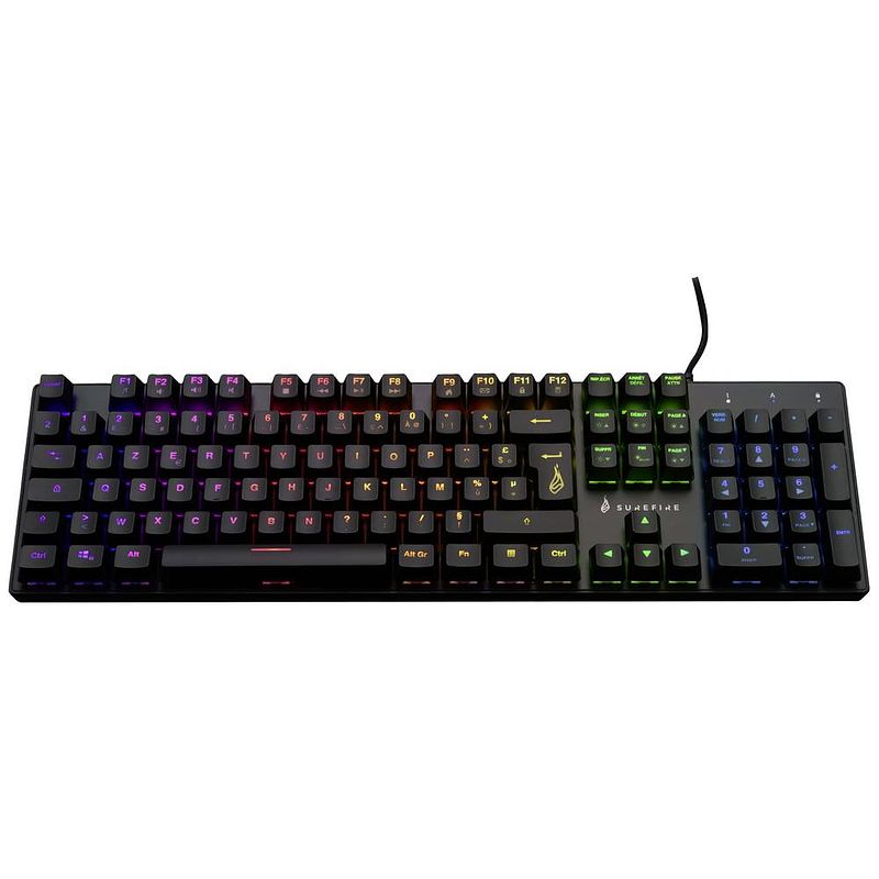 Foto van Surefire gaming kingpin m2 gaming-toetsenbord kabelgebonden, usb verlicht, multimediatoetsen azerty, frans zwart