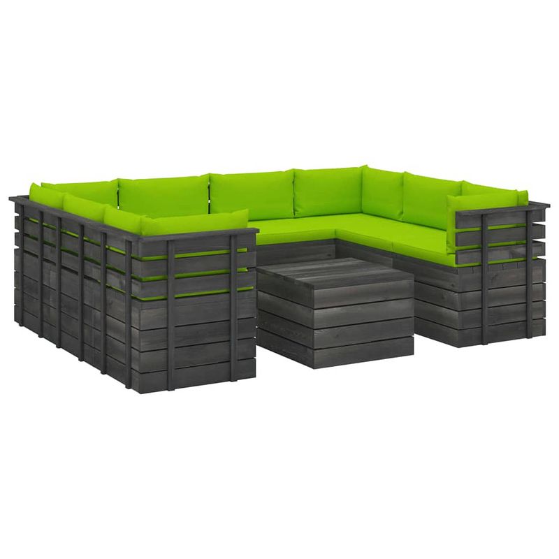 Foto van Vidaxl 9-delige loungeset met kussens pallet massief grenenhout