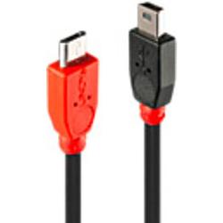 Foto van Lindy usb-kabel usb 2.0 usb-micro-b stekker, usb-mini-b stekker 2.00 m zwart met otg-functie 31719