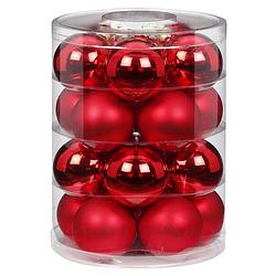 Foto van 20x stuks glazen kerstballen rood mix 6 cm glans en mat - kerstbal