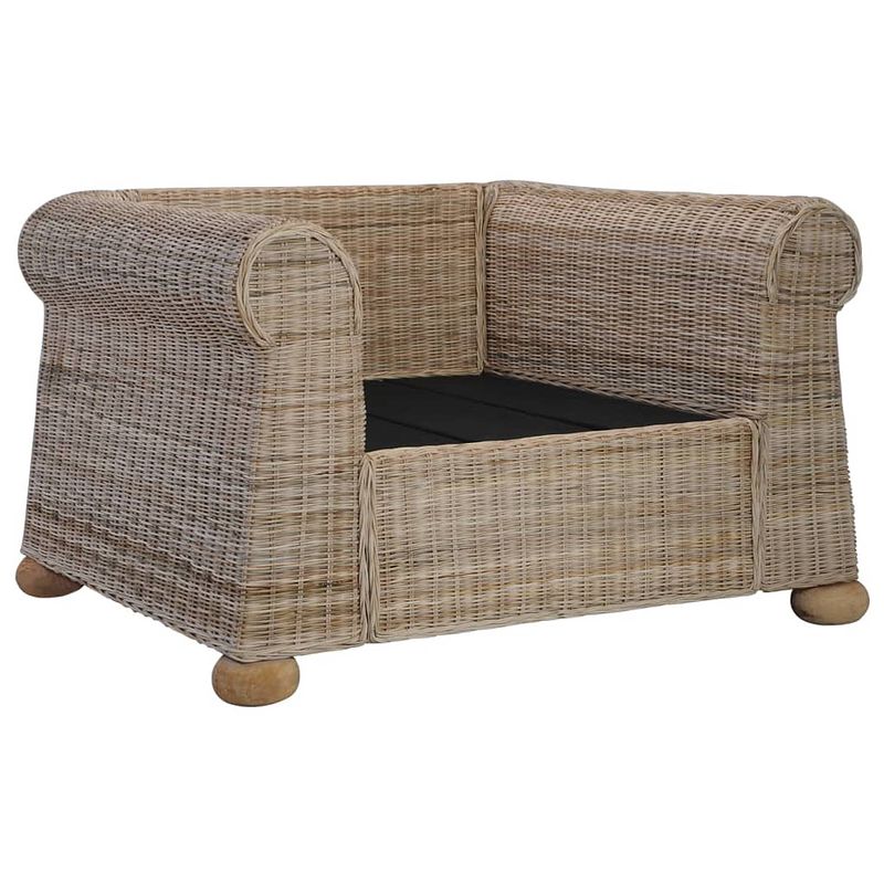 Foto van The living store rattan fauteuil - naturel - 100x78x67 cm - stof - verwijderbare kussenhoezen