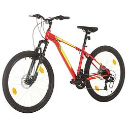 Foto van The living store vtt bike - 27.5 inch - stalen frame - verende voorvork - aluminium velgen - 21 versnellingen - rood