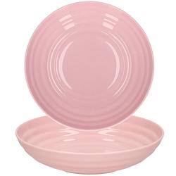 Foto van Plasticforte rond bord/camping - 4x - diep bord - d19 cm - oud roze - kunststof - soepborden - diepe borden