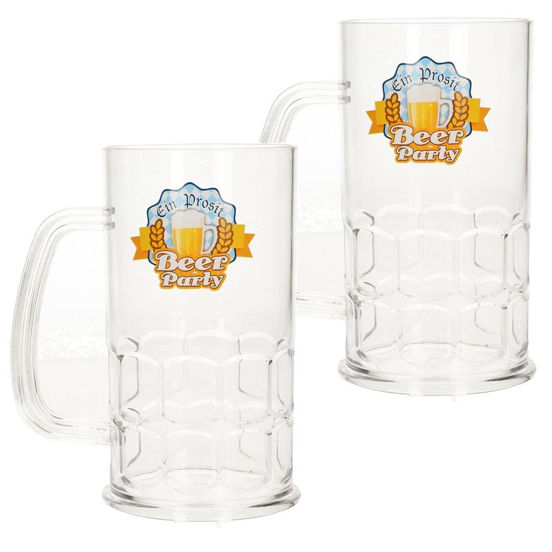 Foto van 4x plastic bierpullen/bierglazen oktoberfest/bierfeest 500 ml - bierglazen