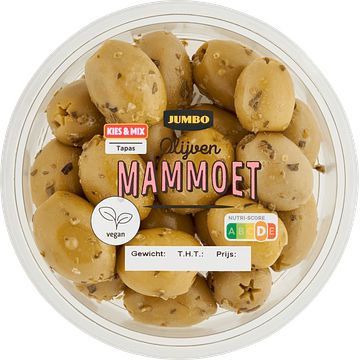 Foto van Jumbo olijven mammoet 130g aanbieding bij jumbo | 3 voor 6.00