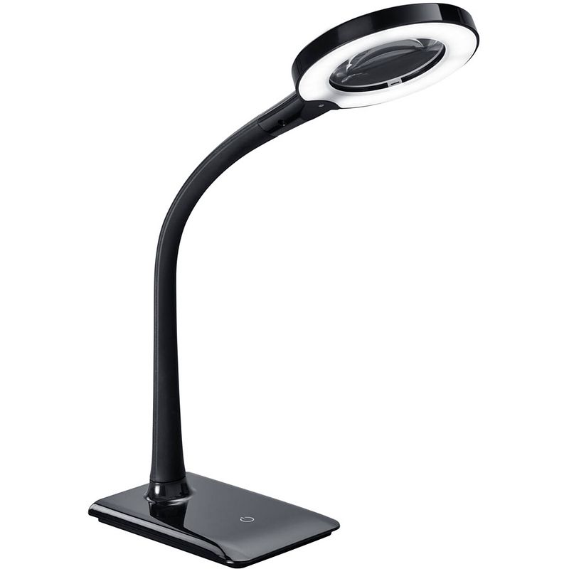 Foto van Led bureaulamp - tafelverlichting - trion lumpa - 5w - warm wit 3000k - rond - mat zwart - kunststof