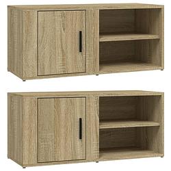 Foto van The living store tv-meubel - sonoma eiken - 80 x 31.5 x 36 cm - stevig materiaal - voldoende opbergruimte