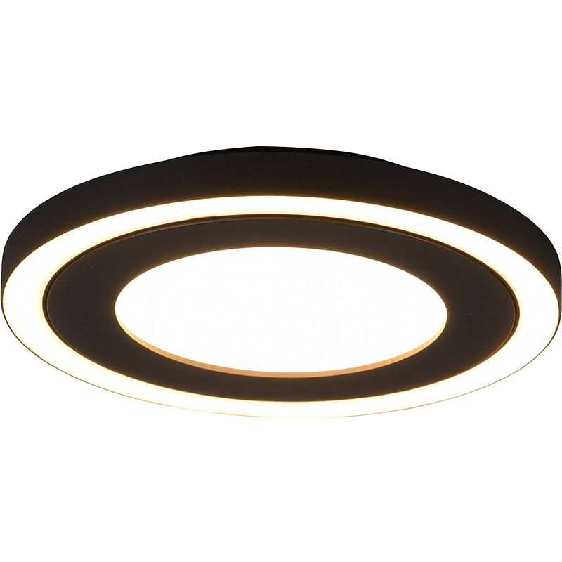 Foto van Led plafondlamp - plafondverlichting - trion coman - 17w - warm wit 3000k - rond - mat zwart - kunststof