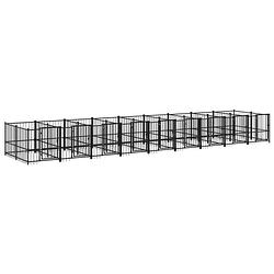 Foto van The living store hondenhok type-xl - hondenkennel - 873x193.5x100 cm - zwart - gepoedercoat staal