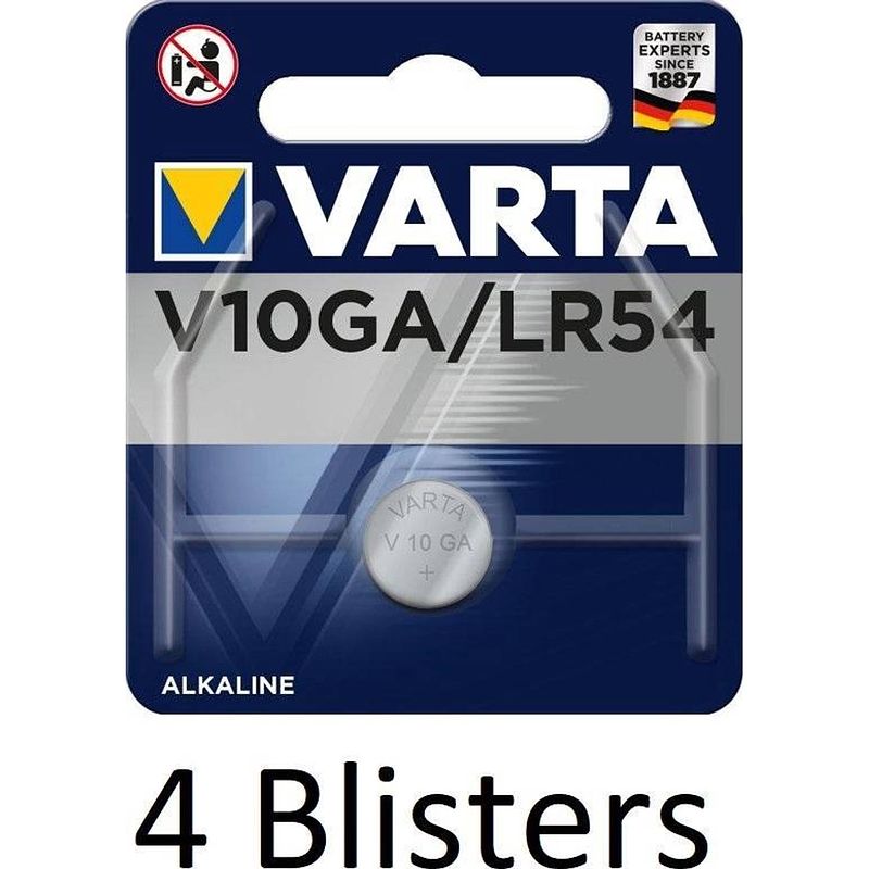 Foto van 4 stuk (4 blisters a 1 st) varta v10ga wegwerpbatterij lr54 alkaline