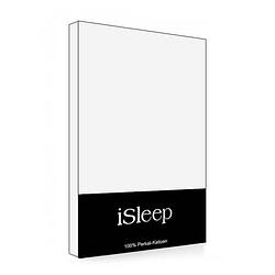 Foto van Isleep topper hoeslaken perkal katoen - wit - 90x200