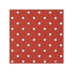 Foto van 60x polka dot 3-laags servetten rood met witte stippen 33 x 33 cm - feestservetten