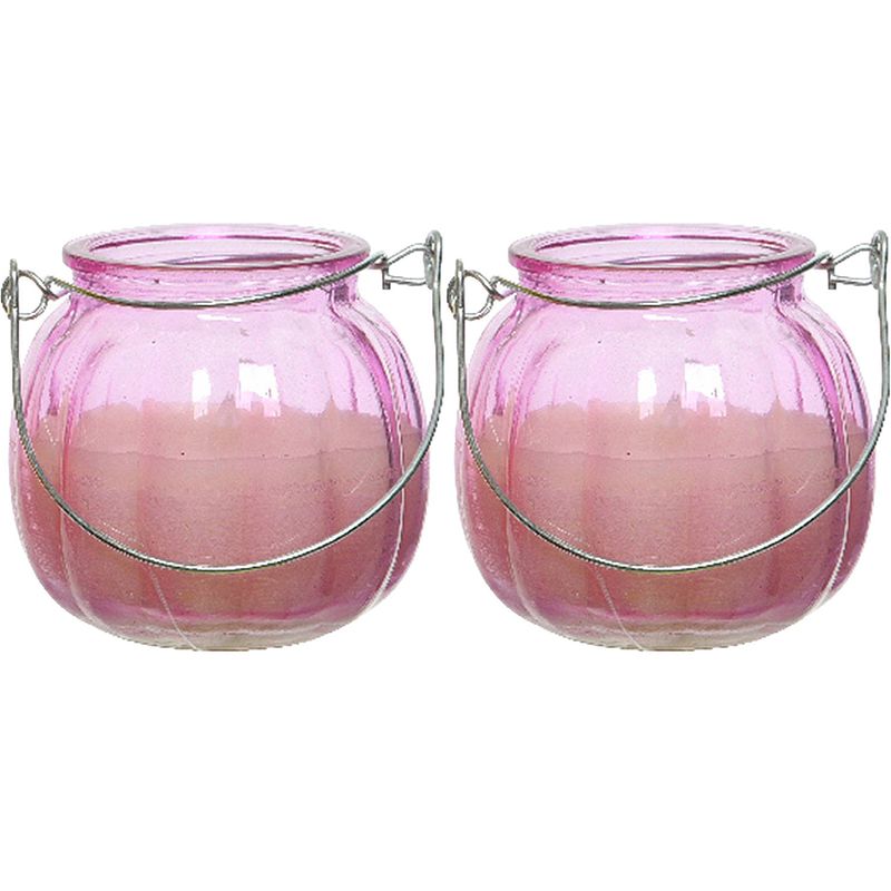 Foto van 2x citronella kaarzen - glas - anti muggen - 15 branduren - d8 x h8 cm - geurkaarsen