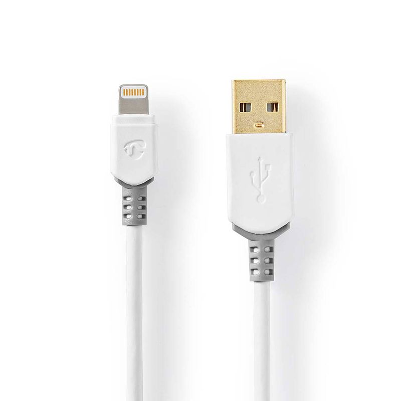 Foto van Nedis usb-kabel - wit - 2.00 m