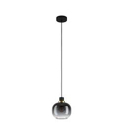 Foto van Eglo oilella hanglamp - e27 - 19 cm - smoke glas - zwart/geelkoper