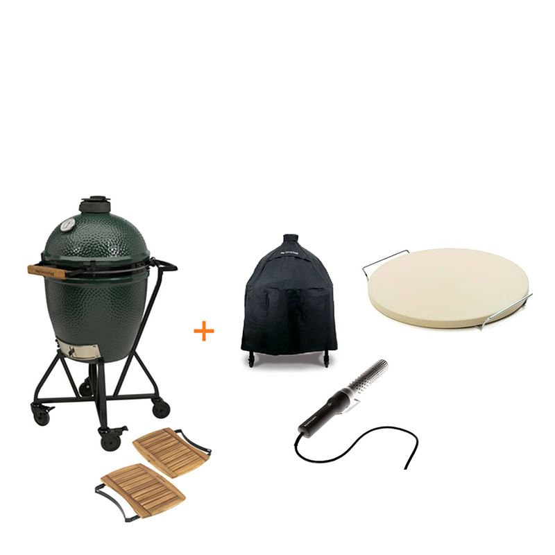 Foto van Big green egg large met integgrated nest & handler, zijtafels en hoes