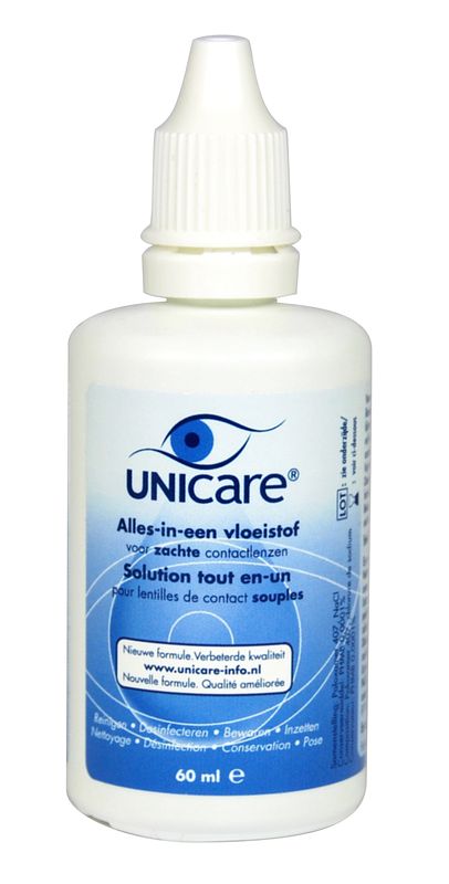 Foto van Unicare alles-in-een vloeistof voor zachte contactlenzen 60 ml