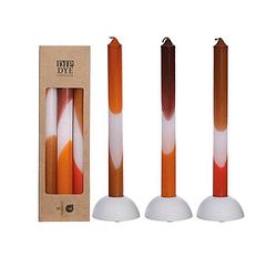 Foto van Dip dye candles set 3 st. orange/brown