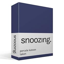 Foto van Snoozing - laken - eenpersoons - percale katoen - 150x260 - navy