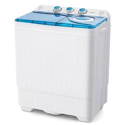 Foto van Costway xl camping wasmachine met dubbele trommel 6,5 kg was & 2 kg centrifugecapaciteit blauw