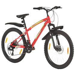 Foto van The living store mountainbike - 26 inch - rood - stalen frame - verende voorvork - aluminium velgen - 21 versnellingen