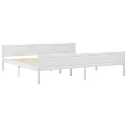 Foto van The living store bedframe - grenenhout - wit - 206 x 206 x 63 cm - matras niet inbegrepen