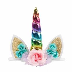 Foto van Unicorn cake topper eenhoorn taart versiering cake decoration rainbow