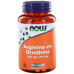Foto van Now arginine & ornithine 500/250 capsules