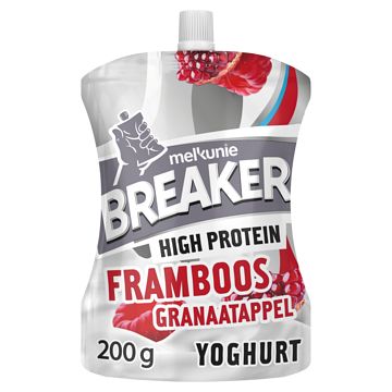 Foto van Melkunie breaker framboos granaatappel yoghurt 0,9% vet 200g bij jumbo