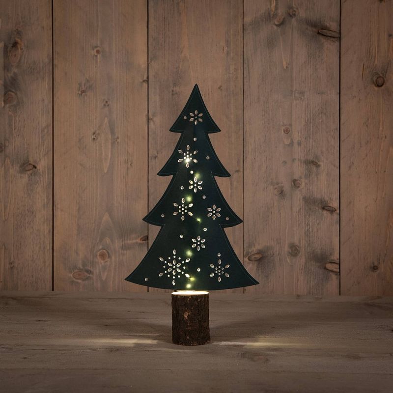 Foto van Anna'ss collection - b.o. paper tree green 31 cm 10led warm white 2xaa