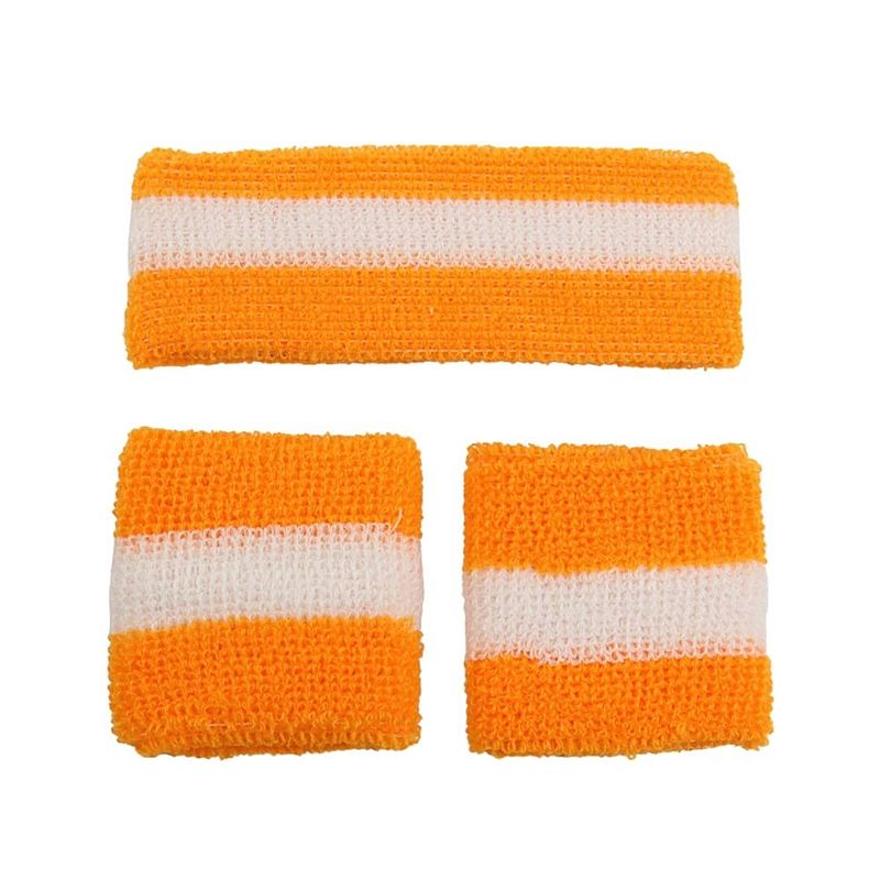 Foto van Orange85 zweetbandjes - hoofdband en pols - sport - tennis - oranje / wit - holland