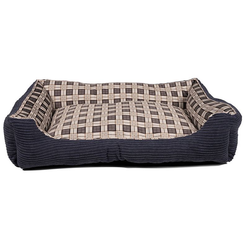 Foto van Pet comfort hondenkussen 75 x 58 cm polyurethaan/polyester blauw