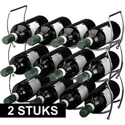 Foto van 2x handig rvs wijnrek voor 12 flessen - wijnrekken