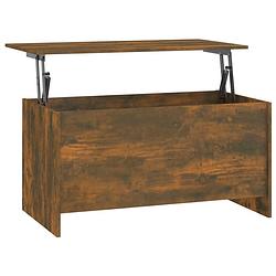 Foto van The living store salontafel lift-top - gerookt eiken - bewerkt hout - 102 x 55.5 x 52.5 cm