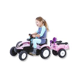 Foto van Falk princess trac traptractor met trailer - roze