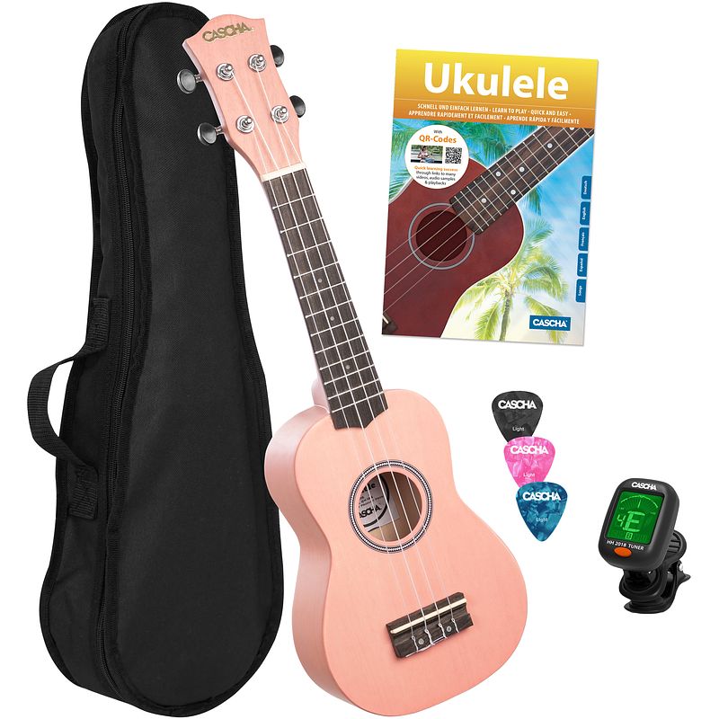 Foto van Cascha hh 3976 sopraan ukelele set roze (4-talig)