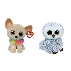 Foto van Ty - knuffel - beanie boo's - chewey chihuahua & owlette owl